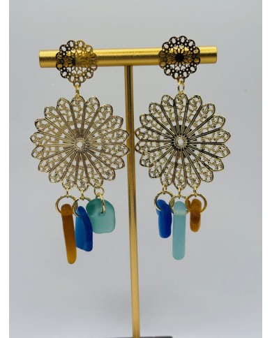 PENDIENTES ARTESANOS DE CRISTAL MARINO