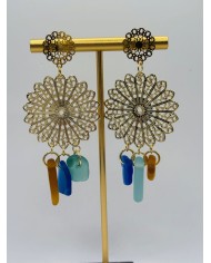 PENDIENTES ARTESANOS DE CRISTAL MARINO