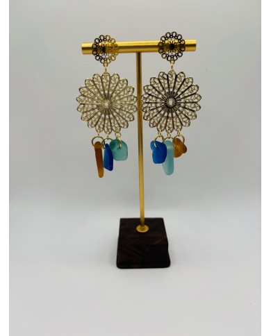 PENDIENTES ARTESANOS DE CRISTAL MARINO