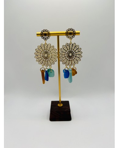 PENDIENTES ARTESANOS DE CRISTAL MARINO