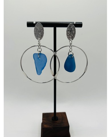 PENDIENTES ARTESANOS DE CRISTAL MARINO