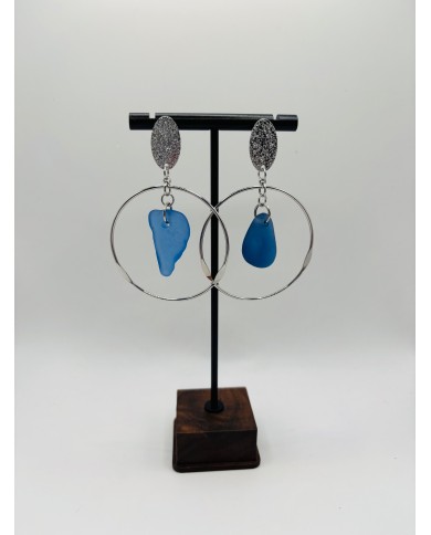 PENDIENTES ARTESANOS DE CRISTAL MARINO