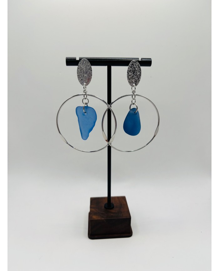 PENDIENTES ARTESANOS DE CRISTAL MARINO