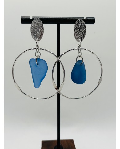 PENDIENTES ARTESANOS DE CRISTAL MARINO