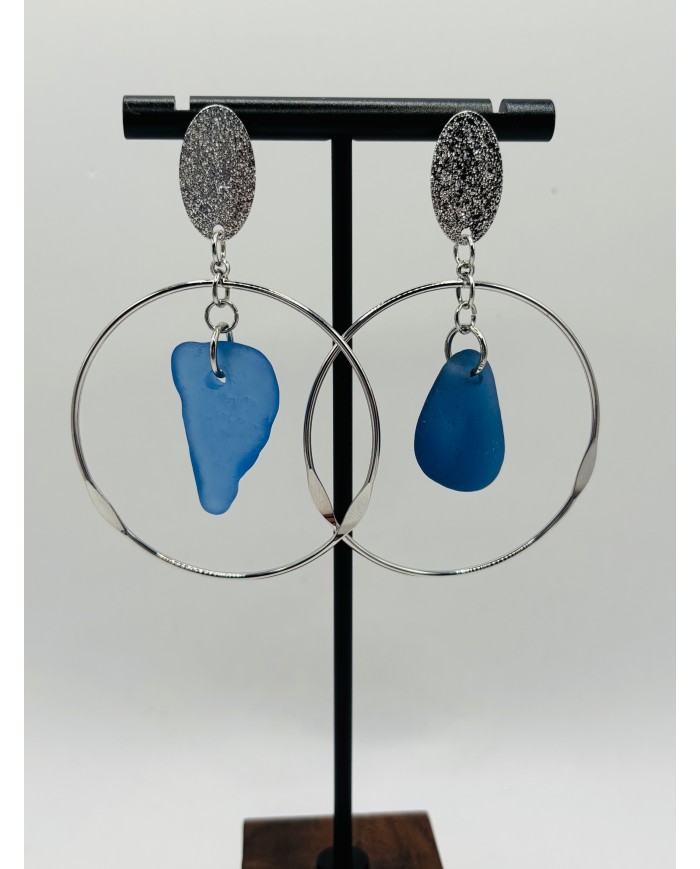 PENDIENTES ARTESANOS DE CRISTAL MARINO