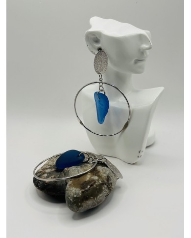 PENDIENTES ARTESANOS DE CRISTAL MARINO