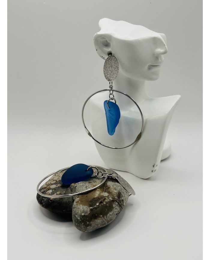 PENDIENTES ARTESANOS DE CRISTAL MARINO