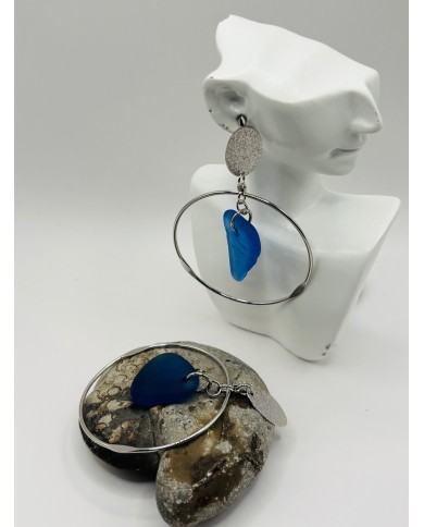 PENDIENTES ARTESANOS DE CRISTAL MARINO