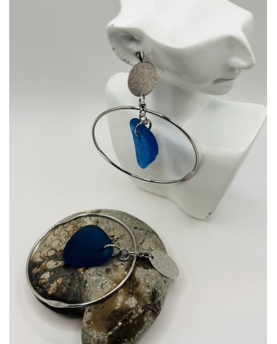 PENDIENTES ARTESANOS DE CRISTAL MARINO