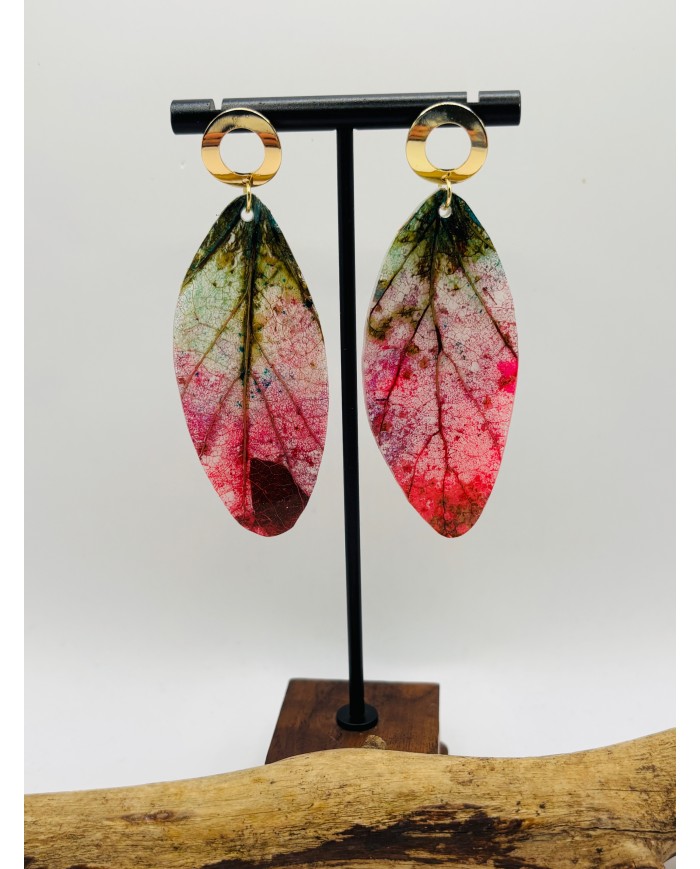 PENDIENTES ARTESANOS DE HOJA NATURAL
