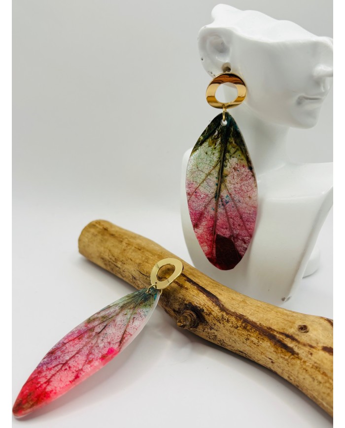 PENDIENTES ARTESANOS DE HOJA NATURAL