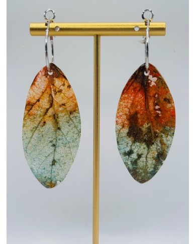 PENDIENTES ARTESANOS DE HOJA NATURAL ESQUELETIZADA