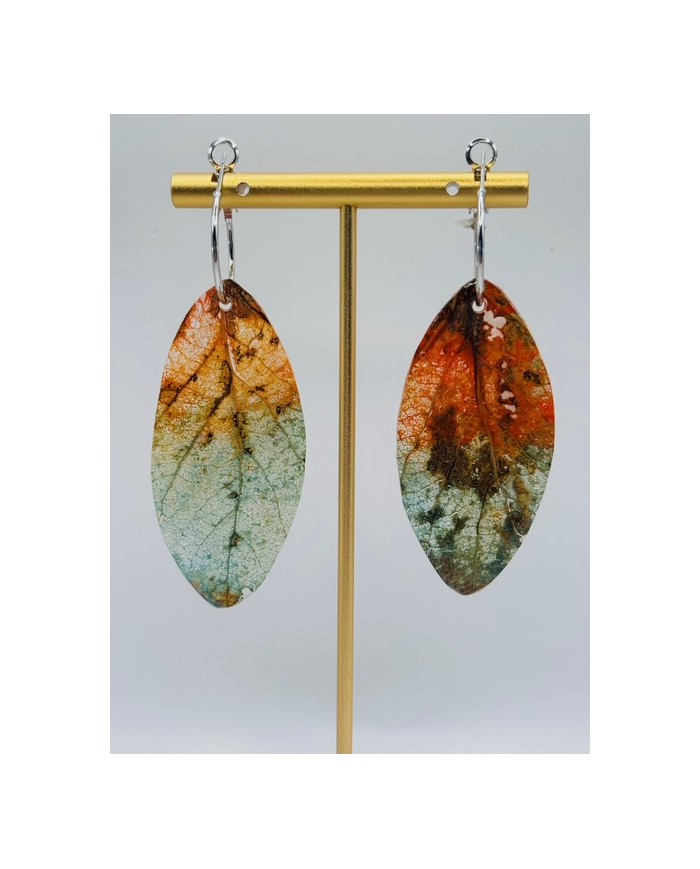 PENDIENTES ARTESANOS DE HOJA NATURAL ESQUELETIZADA