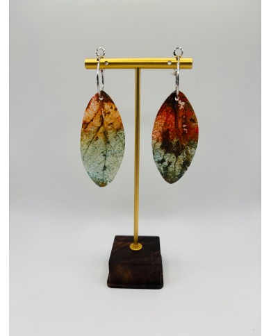 PENDIENTES ARTESANOS DE HOJA NATURAL ESQUELETIZADA