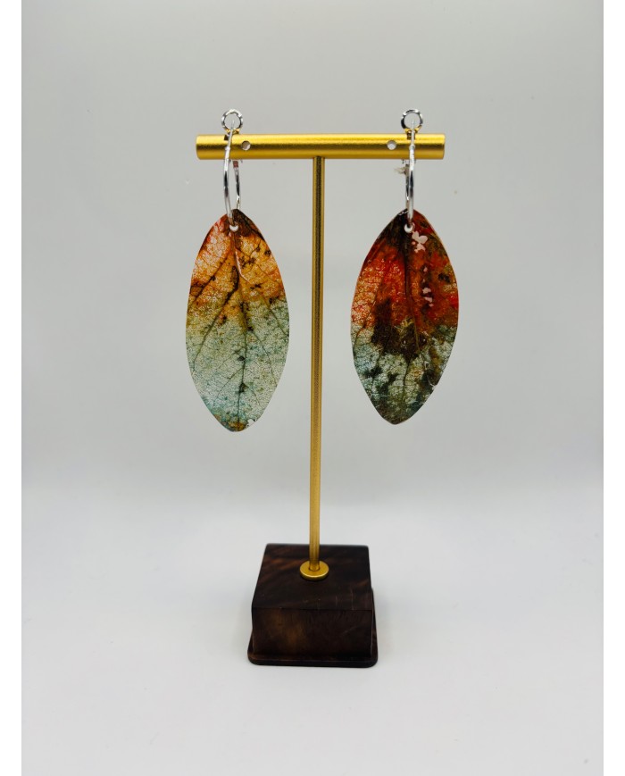 PENDIENTES ARTESANOS DE HOJA NATURAL ESQUELETIZADA