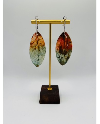 PENDIENTES ARTESANOS DE HOJA NATURAL ESQUELETIZADA
