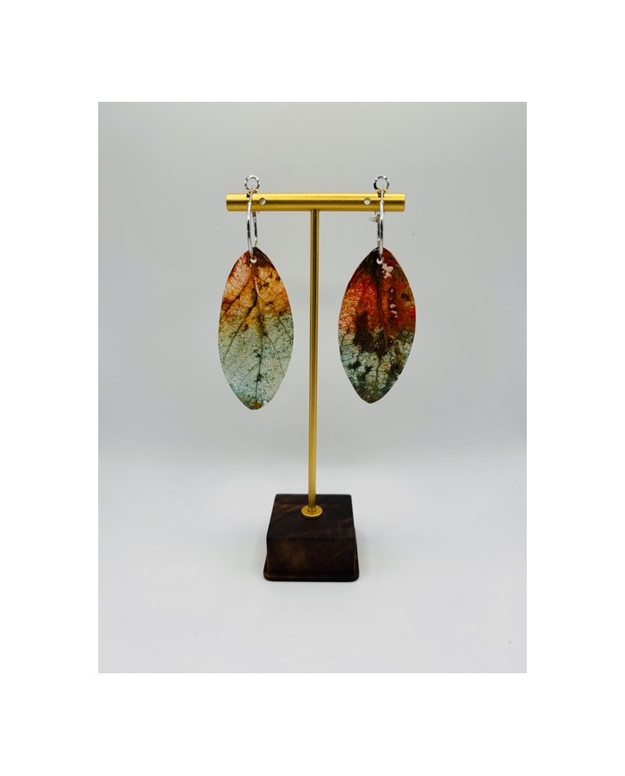 PENDIENTES ARTESANOS DE HOJA NATURAL ESQUELETIZADA