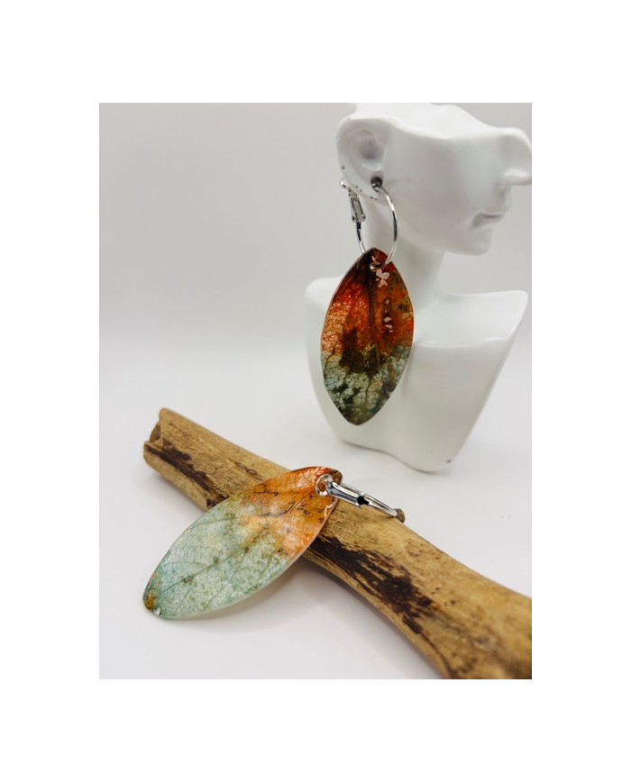 PENDIENTES ARTESANOS DE HOJA NATURAL ESQUELETIZADA
