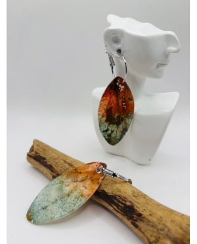 PENDIENTES ARTESANOS DE HOJA NATURAL ESQUELETIZADA