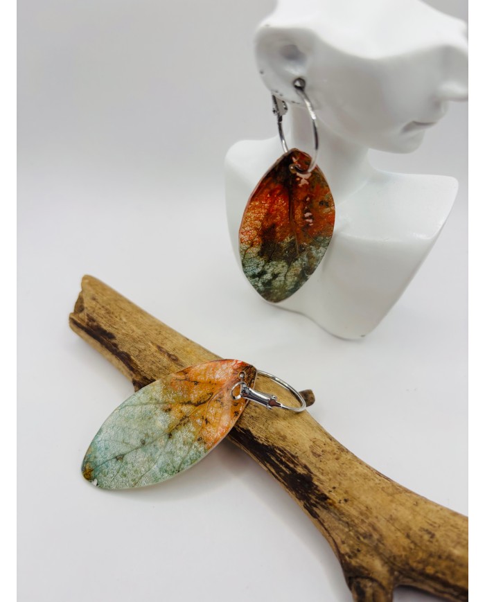 PENDIENTES ARTESANOS DE HOJA NATURAL ESQUELETIZADA