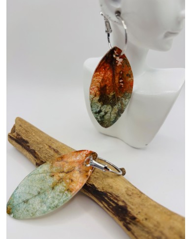 PENDIENTES ARTESANOS DE HOJA NATURAL ESQUELETIZADA