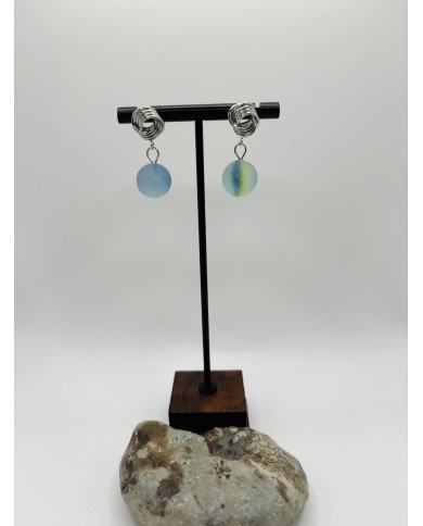PENDIENTES ARTESANOS DE CRISTAL MARINO
