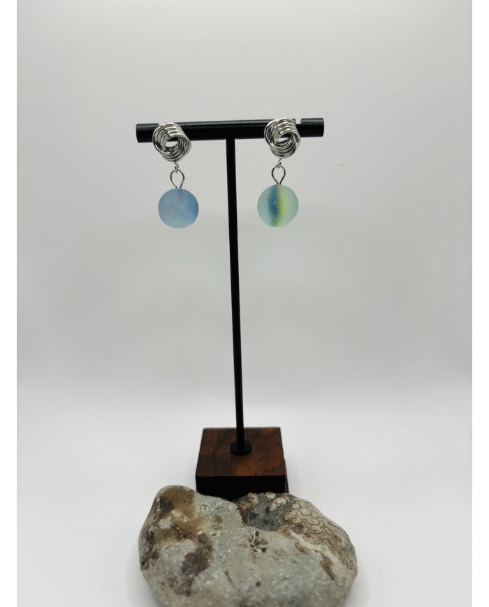 PENDIENTES ARTESANOS DE CRISTAL MARINO