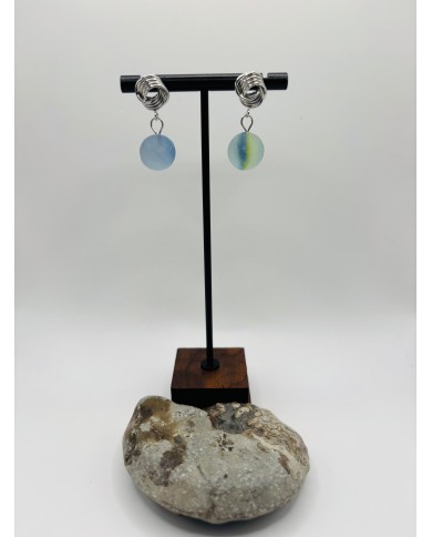 PENDIENTES ARTESANOS DE CRISTAL MARINO