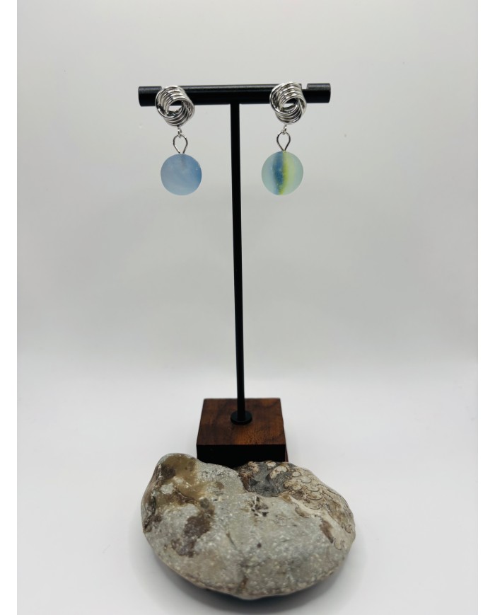 PENDIENTES ARTESANOS DE CRISTAL MARINO