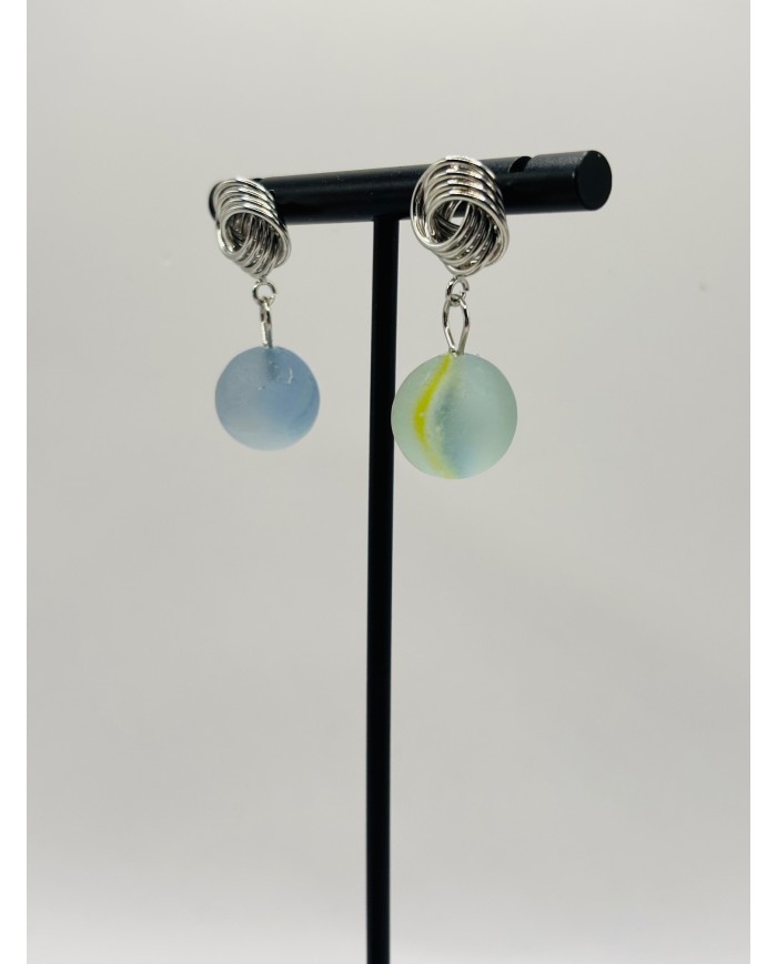 PENDIENTES ARTESANOS DE CRISTAL MARINO