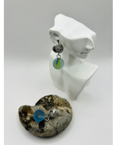 PENDIENTES ARTESANOS DE CRISTAL MARINO