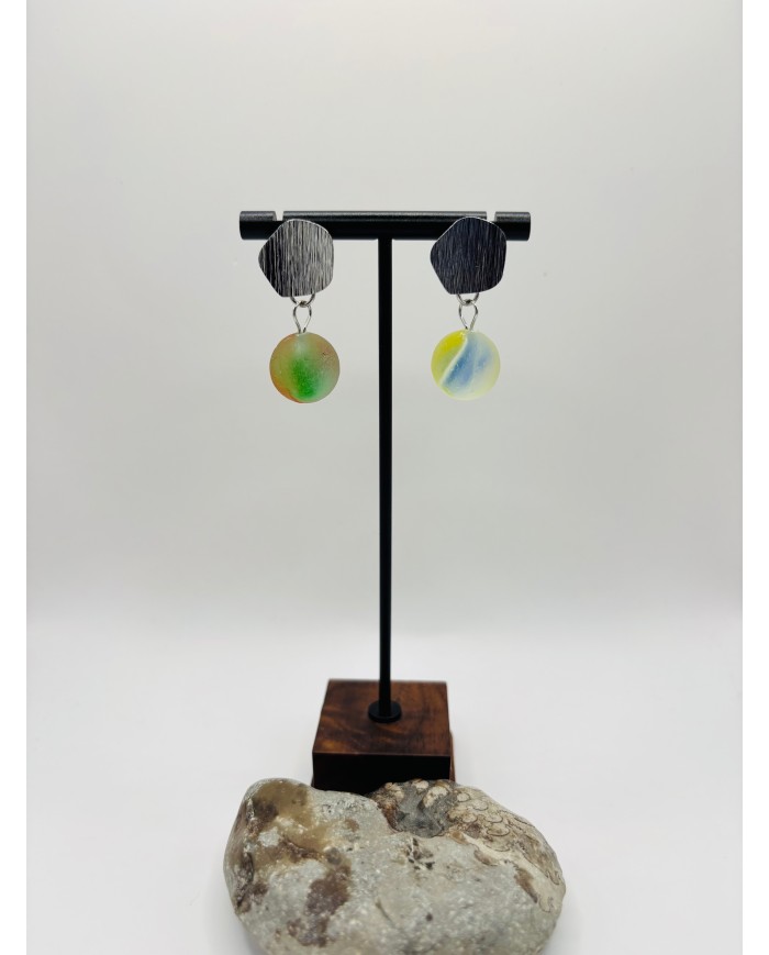 PENDIENTES ARTESANOS DE CRISTAL MARINO