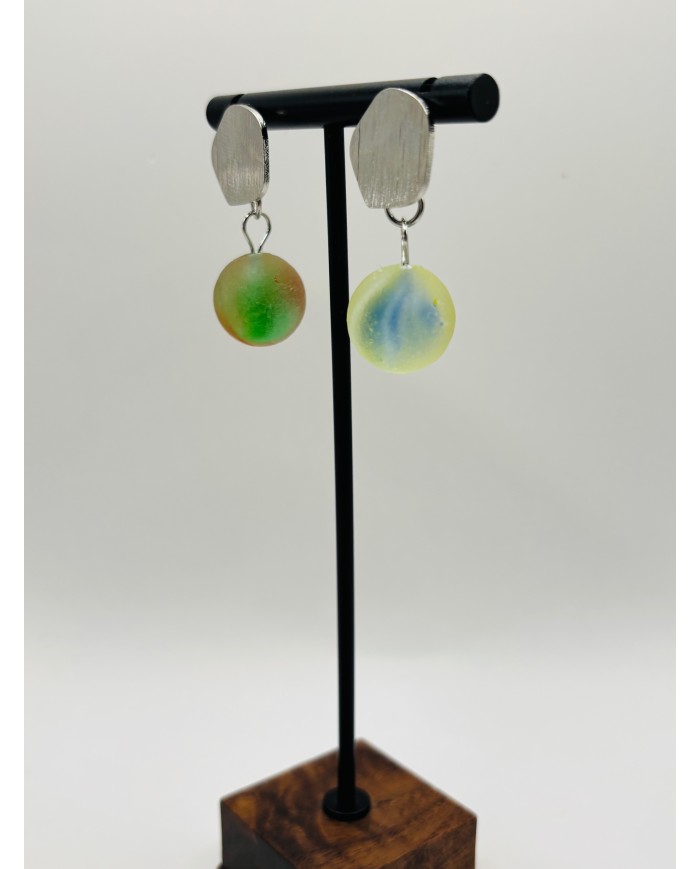 PENDIENTES ARTESANOS DE CRISTAL MARINO