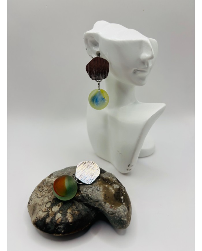 PENDIENTES ARTESANOS DE CRISTAL MARINO