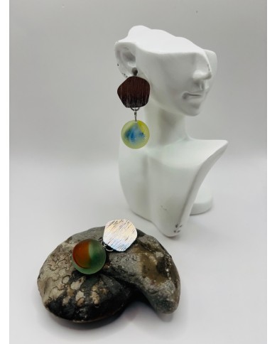 PENDIENTES ARTESANOS DE CRISTAL MARINO