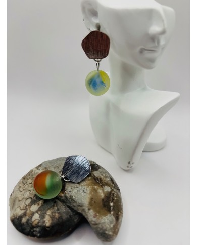 PENDIENTES ARTESANOS DE CRISTAL MARINO