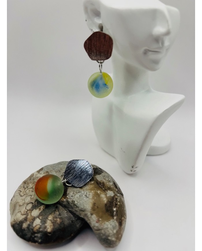 PENDIENTES ARTESANOS DE CRISTAL MARINO