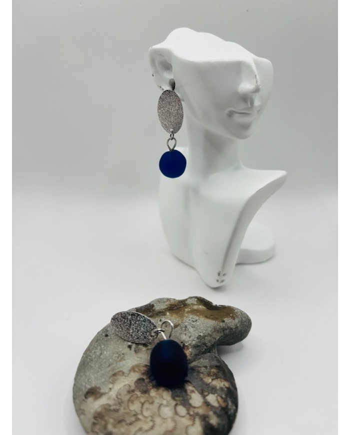 PENDIENTES ARTESANOS DE CRISTAL MARINO