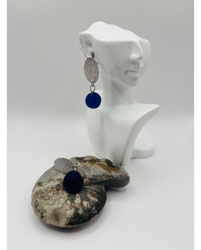 PENDIENTES ARTESANOS DE CRISTAL MARINO