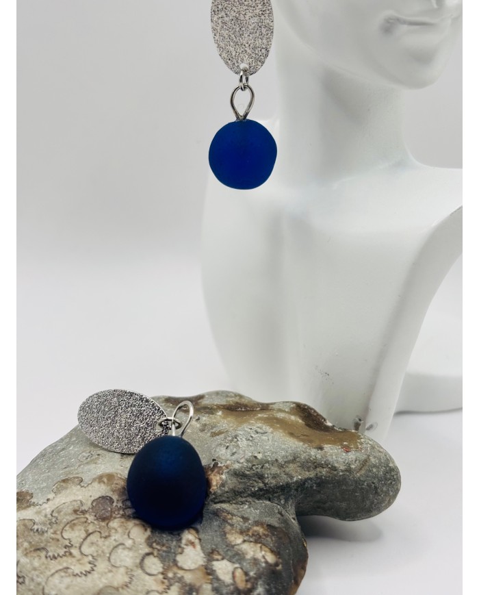 PENDIENTES ARTESANOS DE CRISTAL MARINO