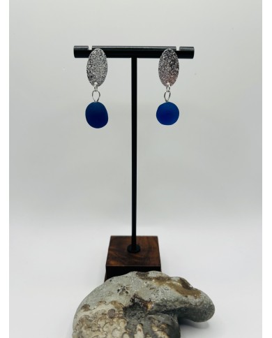 PENDIENTES ARTESANOS DE CRISTAL MARINO
