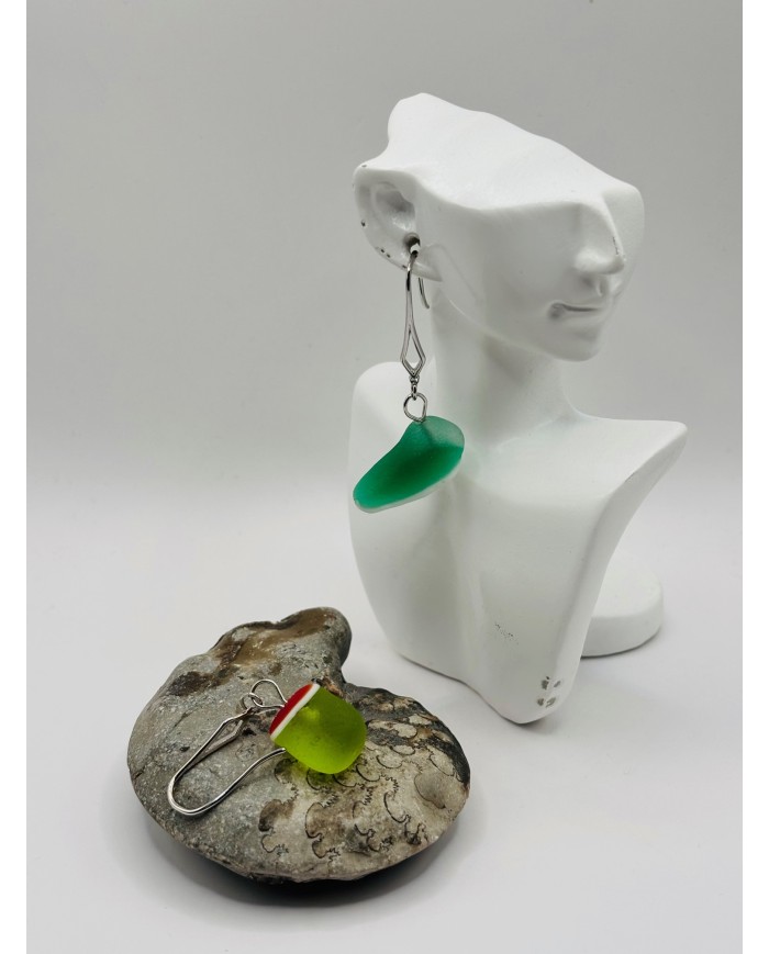 PENDIENTES ARTESANOS DE CRISTAL MARINO