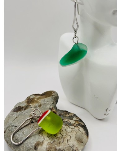 PENDIENTES ARTESANOS DE CRISTAL MARINO