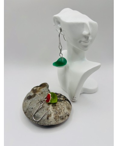 PENDIENTES ARTESANOS DE CRISTAL MARINO
