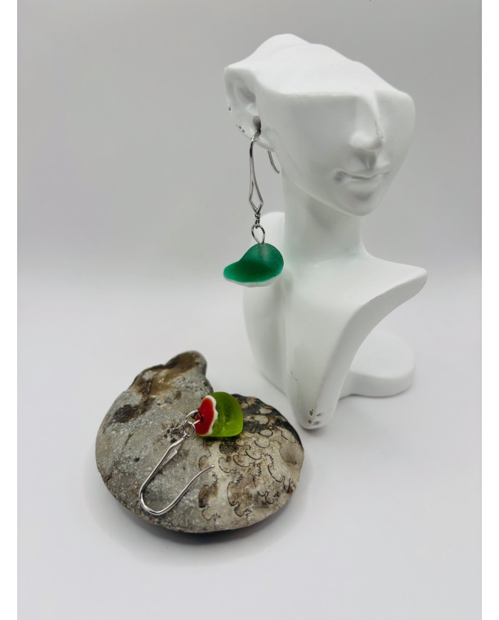 PENDIENTES ARTESANOS DE CRISTAL MARINO