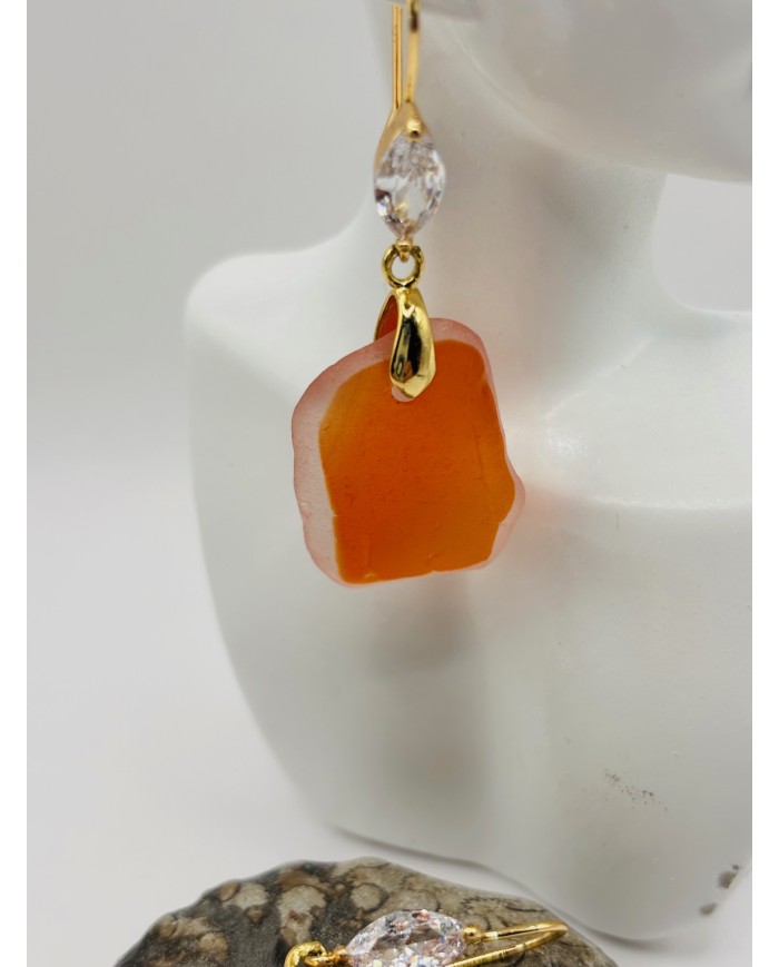 PENDIENTES ARTESANOS DE CRISTAL MARINO