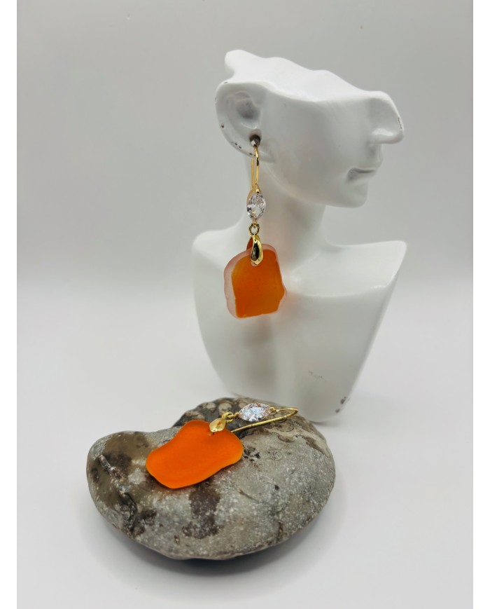 PENDIENTES ARTESANOS DE CRISTAL MARINO