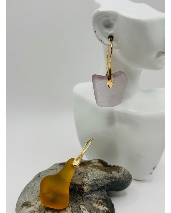PENDIENTES ARTESANOS DE CRISTAL MARINO