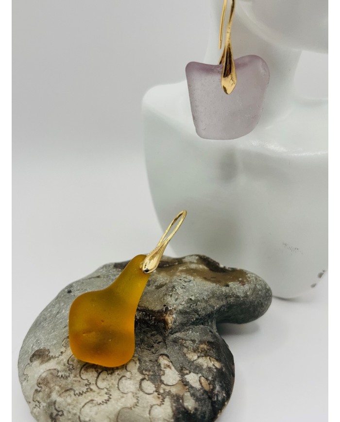 PENDIENTES ARTESANOS DE CRISTAL MARINO