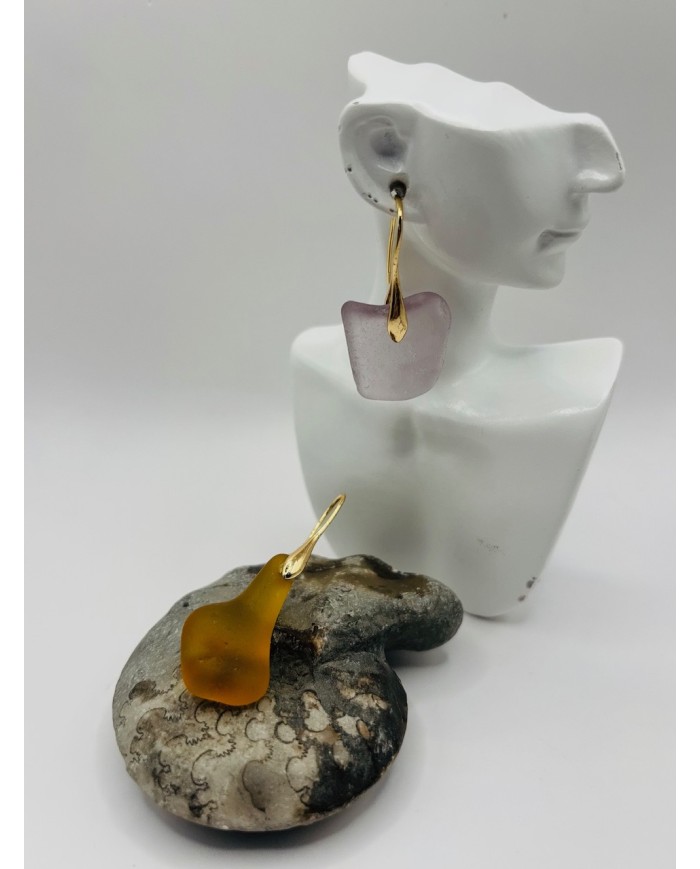PENDIENTES ARTESANOS DE CRISTAL MARINO